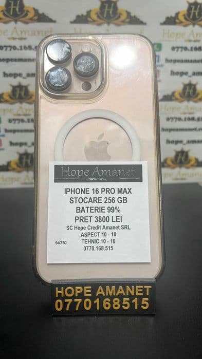 Hope Amanet P3 IPHONE 16 PRO MAX 256GB / Baterie 99% Bucuresti Sectorul 6