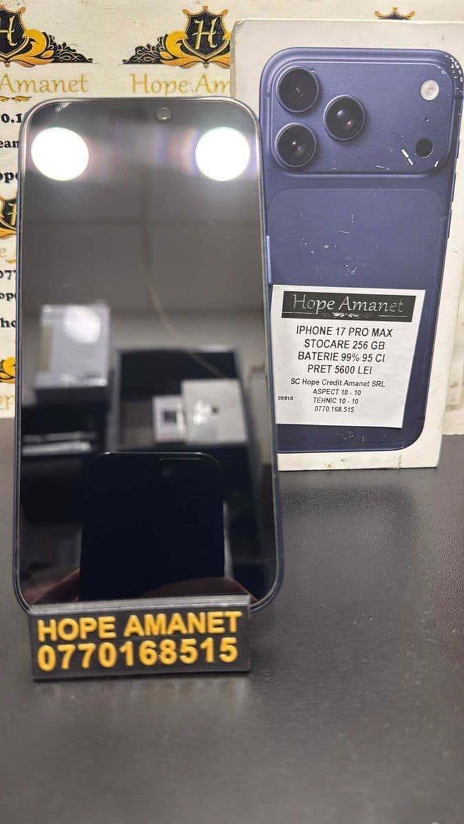 Hope Amanet P3 IPHONE 17 PRO MAX 256GB / Baterie 99% 95 cicluri incarcare Bucuresti Sectorul 6