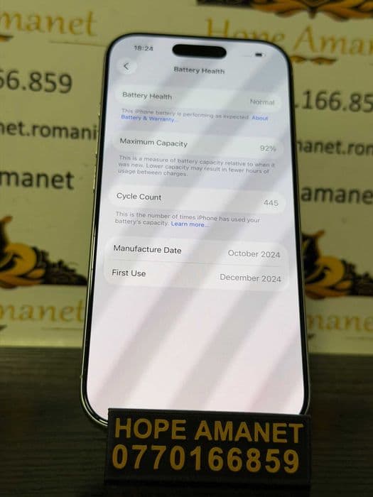 Hope Amanet P10/iPHONE 16 PRO 256 GB BT92% Bucuresti Sectorul 5