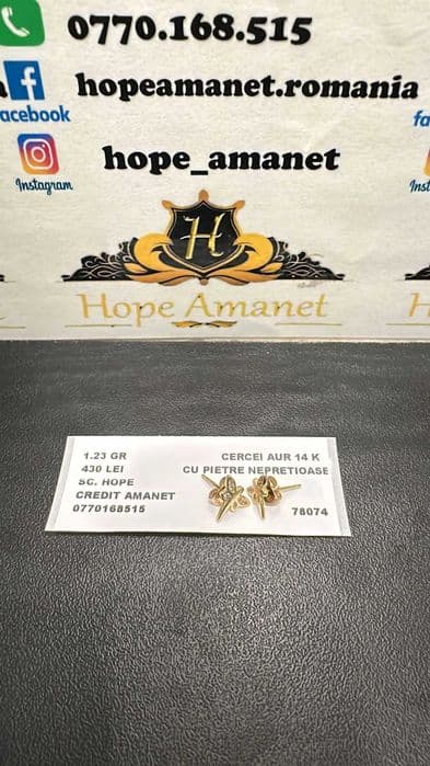 Hope Amanet P3 Cercei Aur 14 K 1.23GR Bucuresti Sectorul 6
