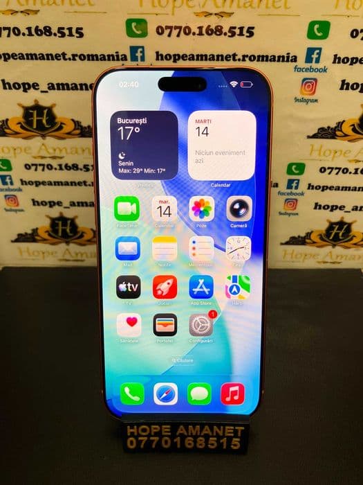 Hope Amanet P3 / Iphone 17 Pro Max / 256 gb / 100% Baterie 92 Cicluri incarcare Bragadiru
