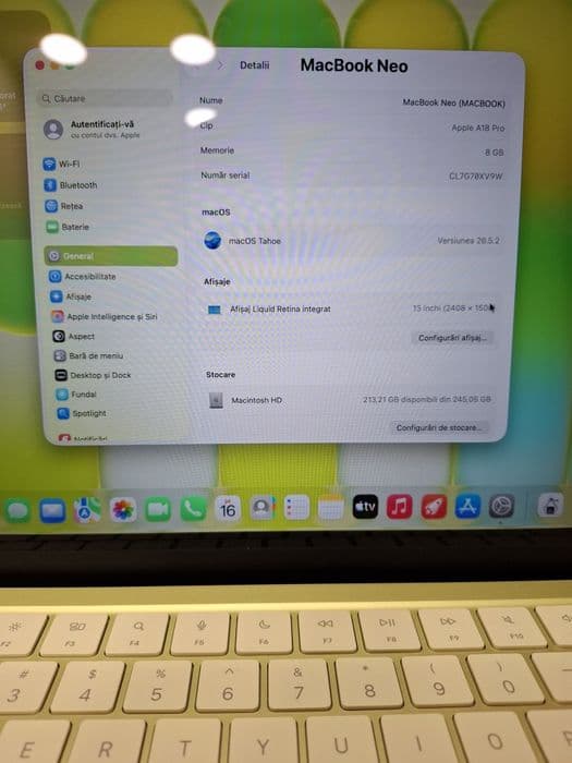 Hope Amanet P4-MacBook Neo 13 A18Pro/256Gb 8Gb Ram Bat 100% 3Cicluri Bucuresti Sectorul 1