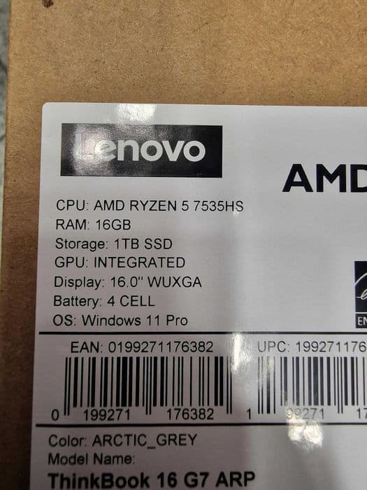 Hope Amanet P4 / Lenovo ThinkBook 16 G7 ARP Ryzen 5 7535HS / SIGILAT Bucuresti Sectorul 1