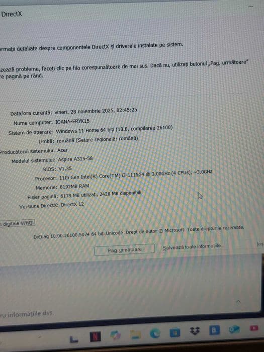 HOPE AMANET P2 - Acer ASPIRE A315-58 / i3-GEN11 / 8Gb ram / ssd 500gb Bucuresti Sectorul 5