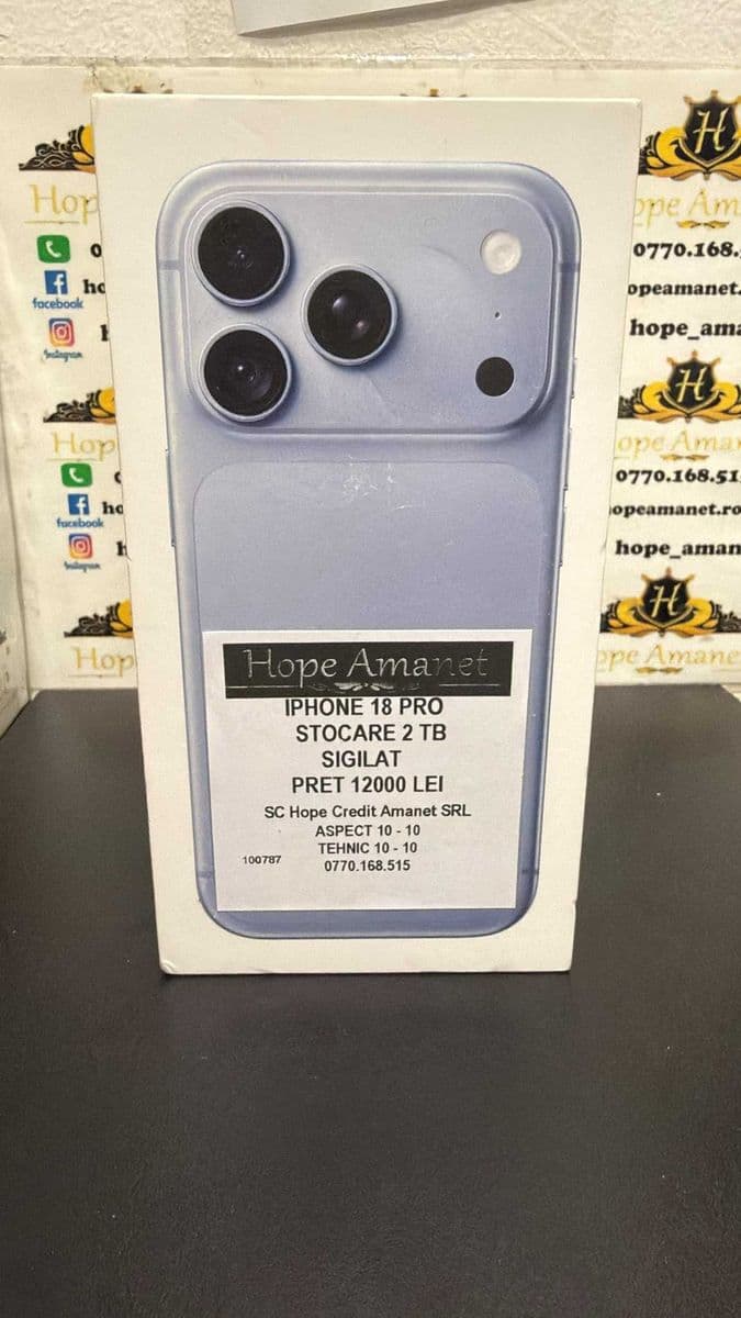 Hope Amanet P3 IPHONE 18 PRO 2 TB / BATERIE 100% SIGILAT Bucuresti Sectorul 6