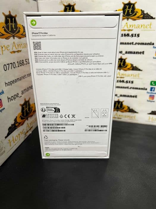 HOPE Amanet P3 / Iphone 17 Pro Max / Stocare 256 GB / Baterie 100% / SIGILAT Bragadiru