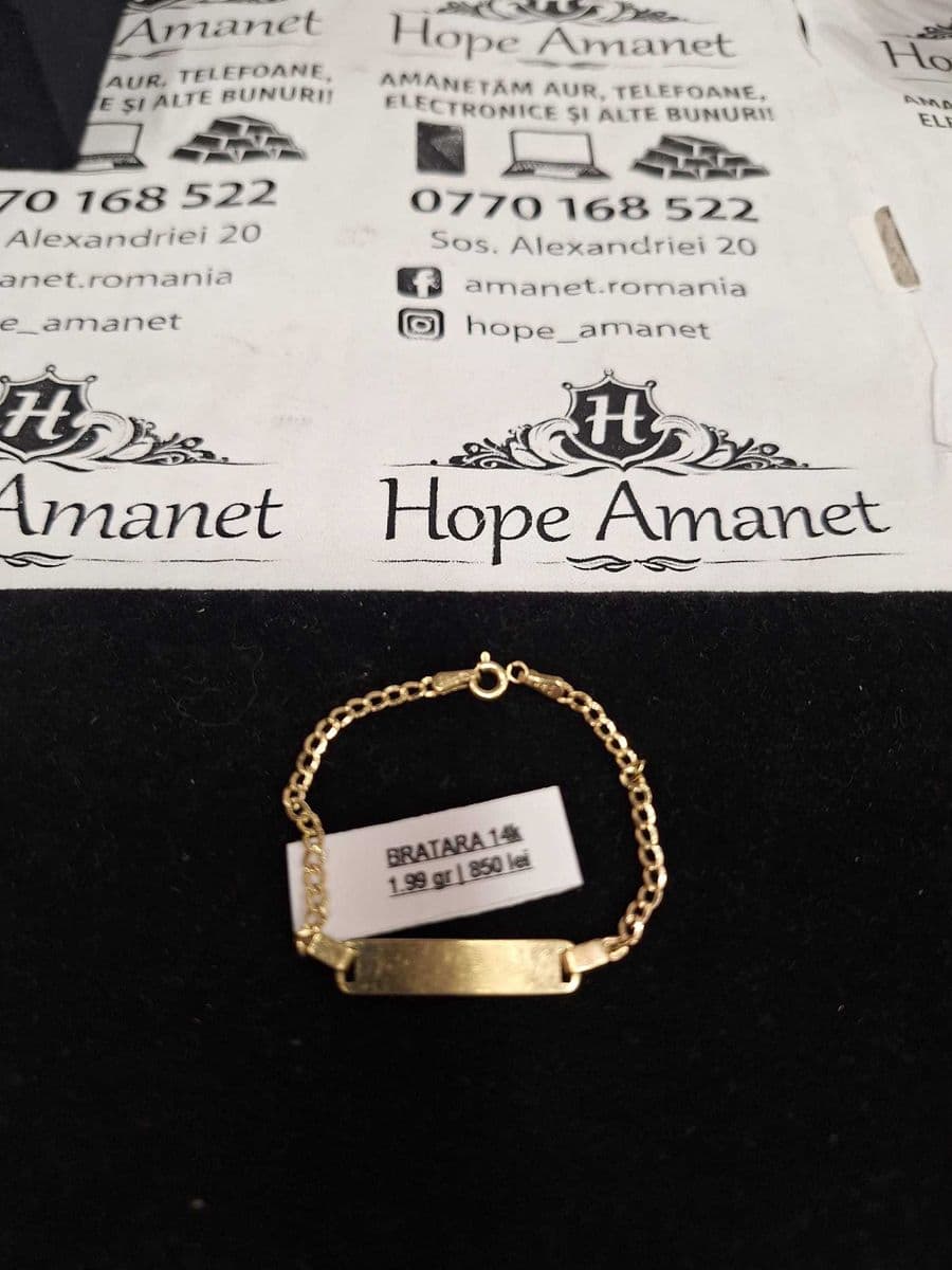 Hope Amanet P1/BRATARA AUR 14K/COD 102572/13cm Bucuresti Sectorul 5